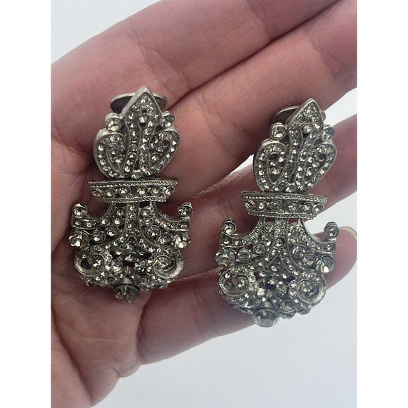 Vintage Tara Statement Hindged Bling Earrings - Picture 3 of 9